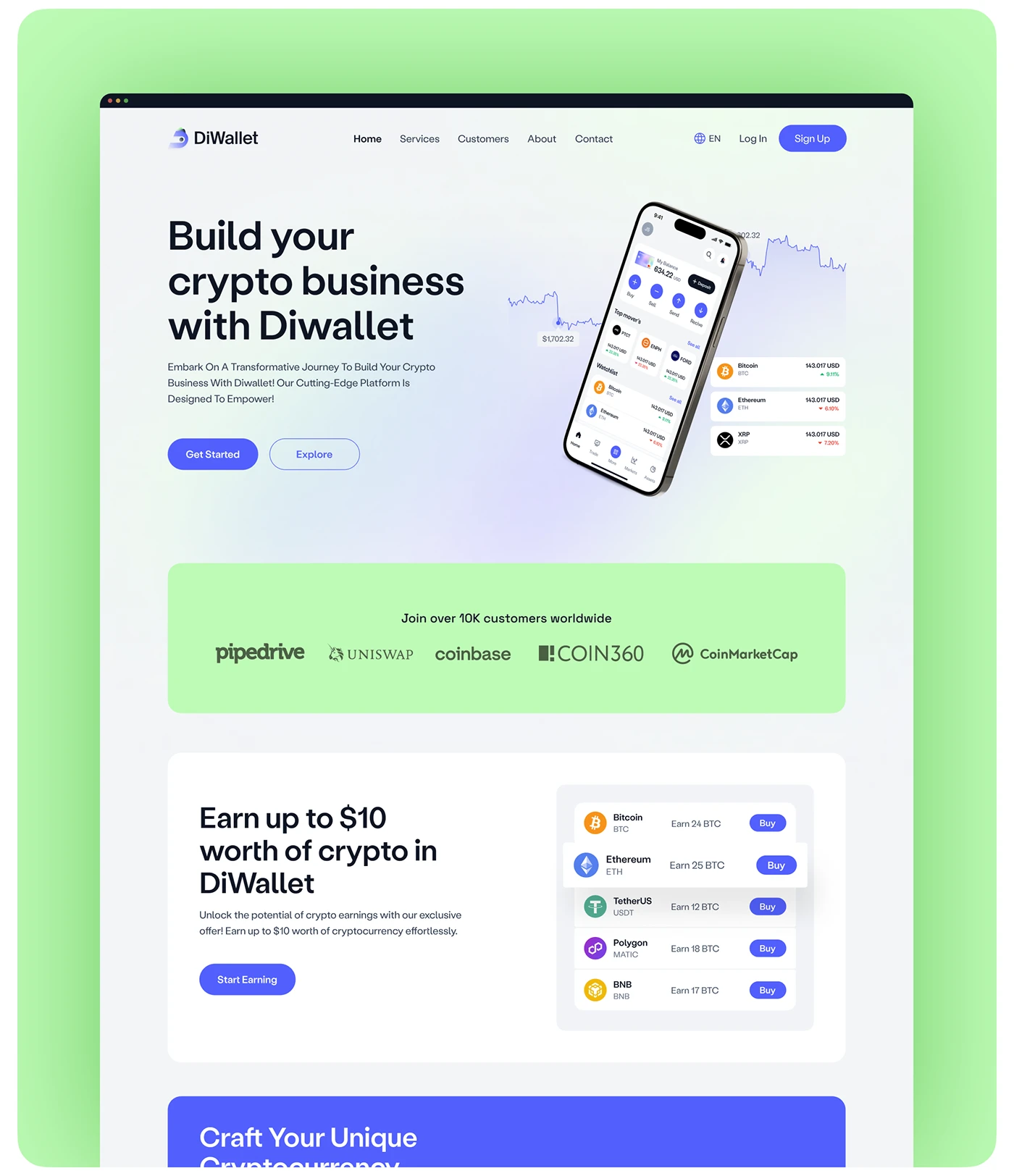 DiWallet Landing Page