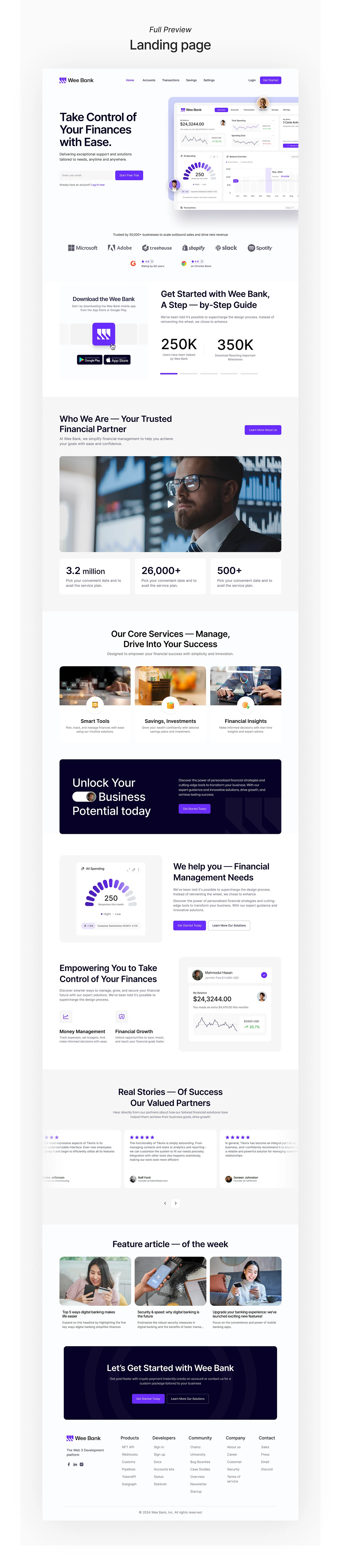 FinTech Landing Page - Полный дизайн